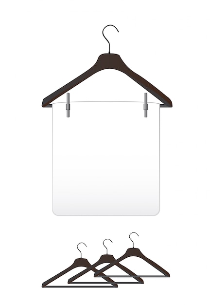 Vector black clothes hangers over white