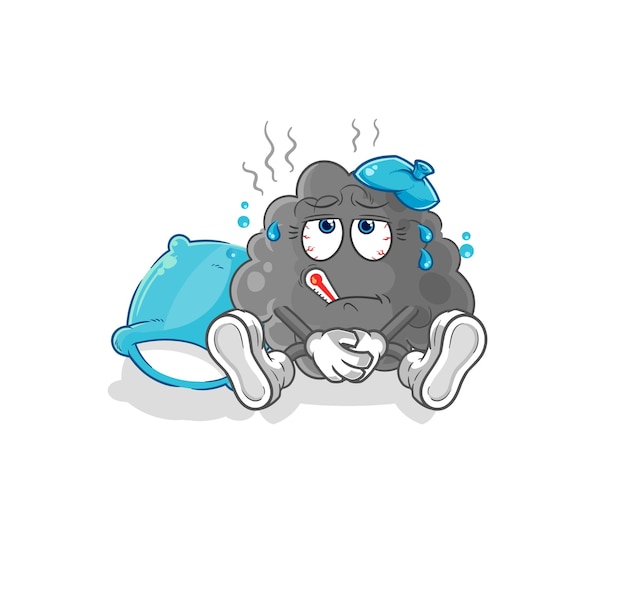 Black cloud sick vector cartoon character