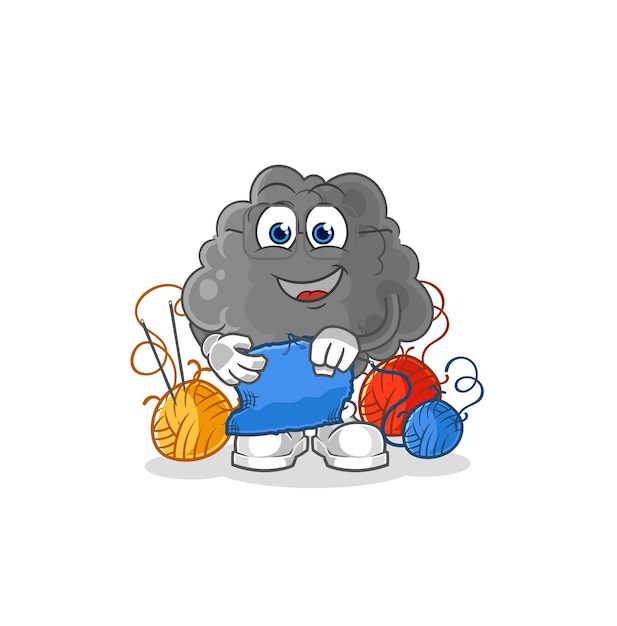 Black cloud tailor mascot cartoon vector