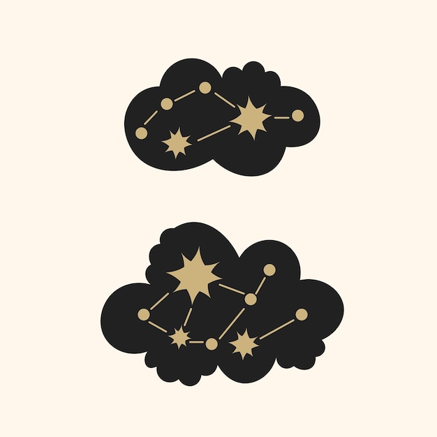 Black cloud with stars constellation vector illustration