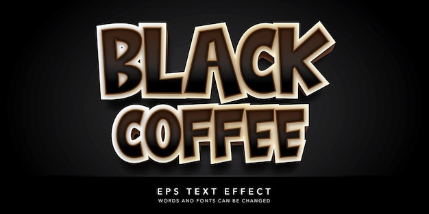 Black coffee 3d editable text effect