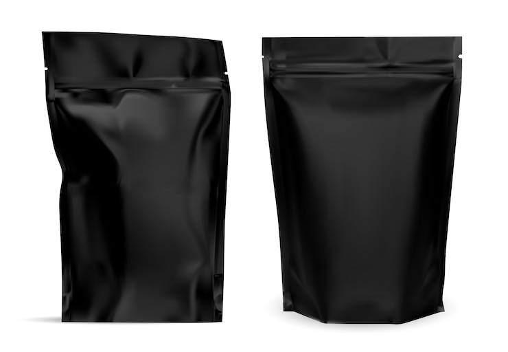 Черный кофейный пакетик. Дизайн макета пакета Zip Protein