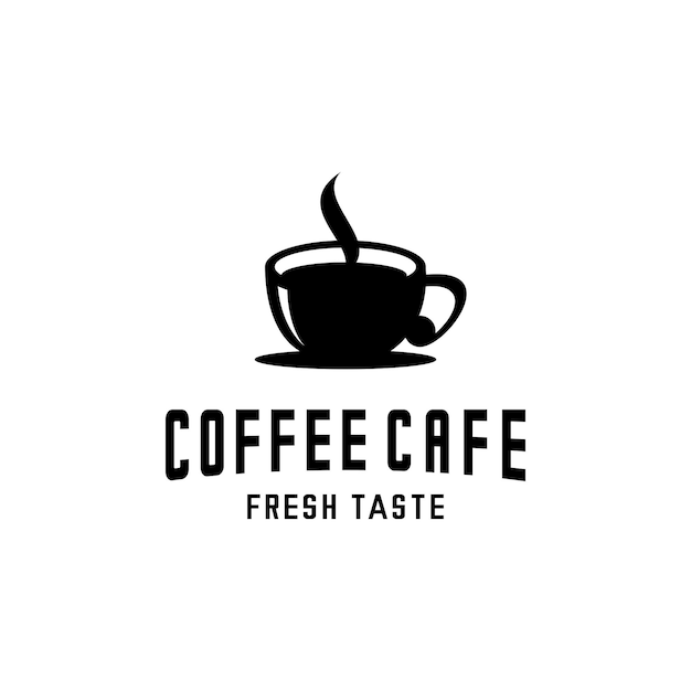 ブラック コーヒー カップのロゴのベクトルのカフェとドリンクのロゴ