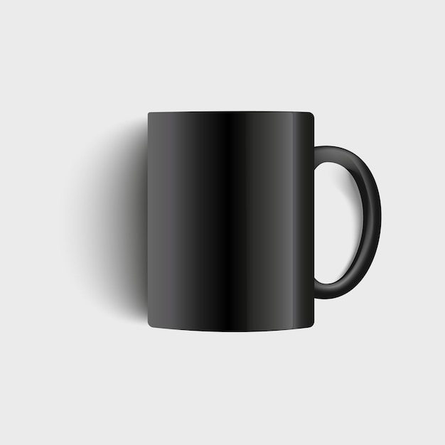 Vector black coffee mug on white background for decoration