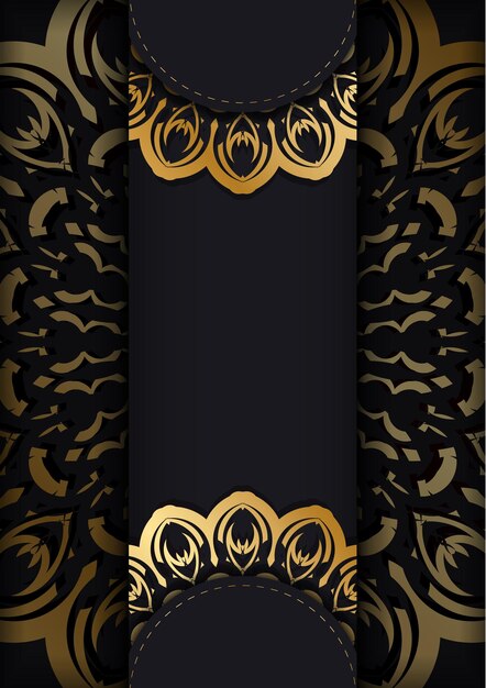 Black color banner template with golden indian ornament. For your design