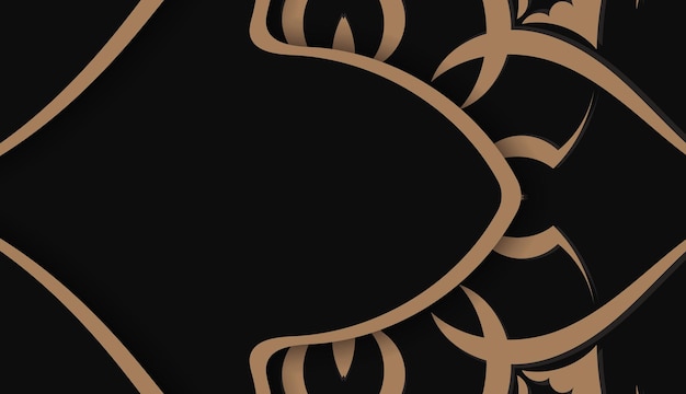 로고 아래 디자인을 위한 인도 갈색 장식이 있는 검은색 배너 템플릿