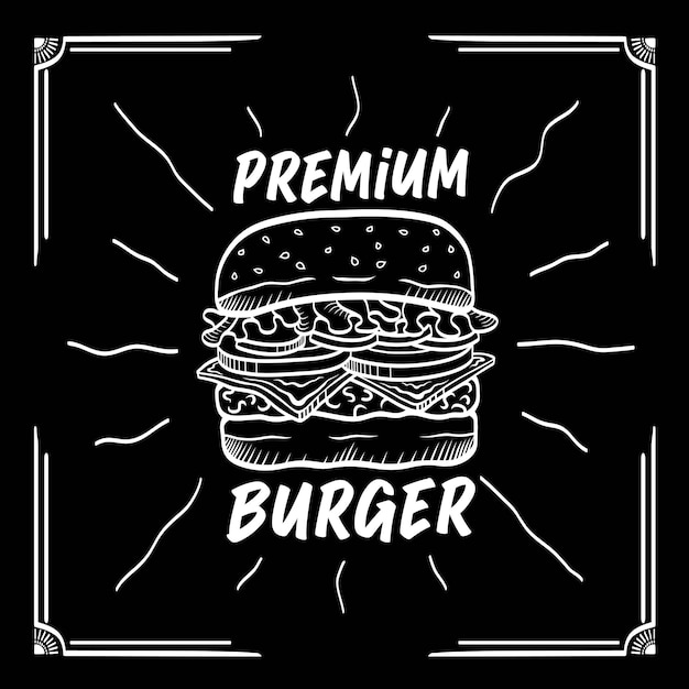black color burger main image menu design