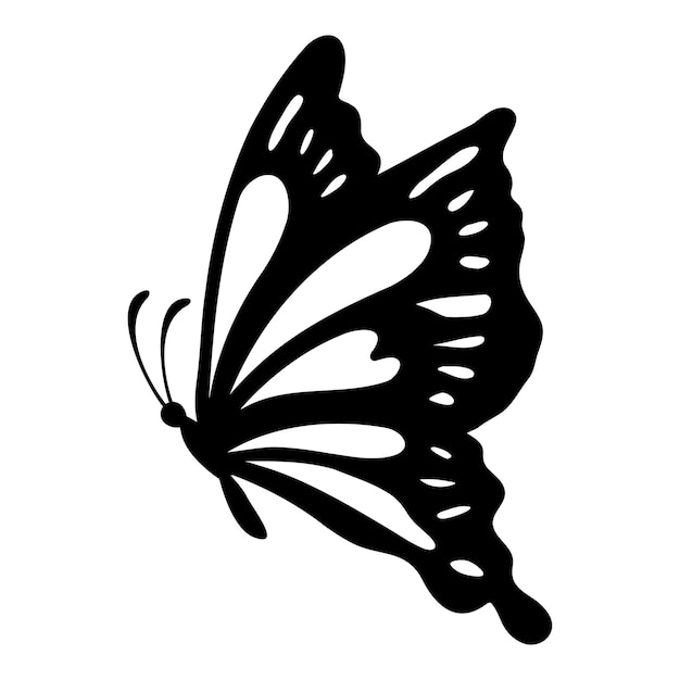 Black color butterfly vector illustration on white background