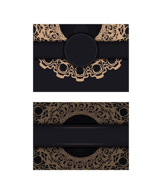 あなたのデザインのための抽象的な茶色のパターンを持つ黒のカラーカード。