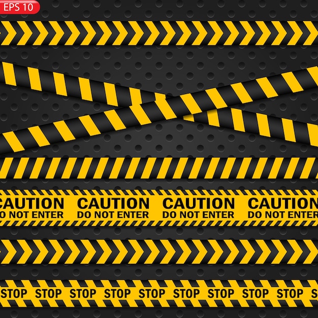 Black and color caution lines isolated. realistic warning tapes. danger signs.  background.