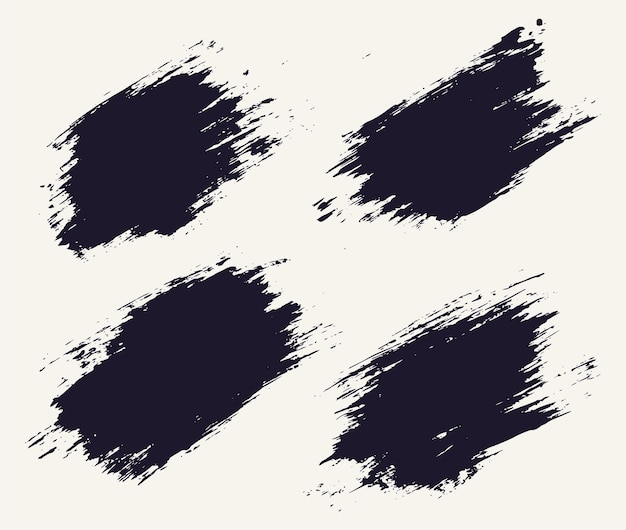 텍스트 디자인을 위한 페인트 그루지 브러쉬 질감 배경의 검은색 컬렉션