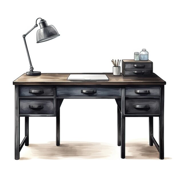 Vector black color desk watercolor vector white background isola