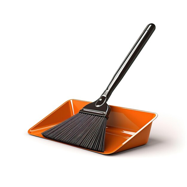 Black color Dustpan flat vector white background isolated