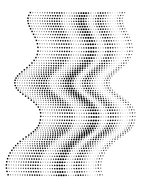 black color halftone dot pattern with wave shape background vector illustration