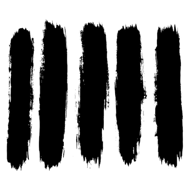 Vector black color modern distressed paint brush stroke texture banner set