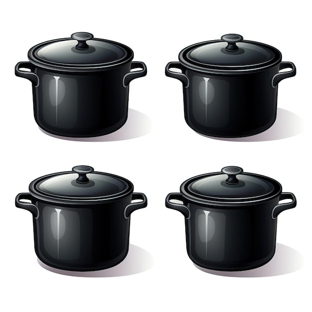 Black color pot isometric vector white background isolate