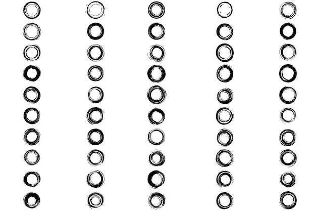 丸いグランジ円図形のブラック カラー セット