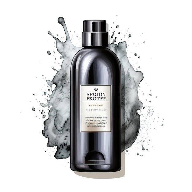 Vector black color shampoo watercolor vector white background is