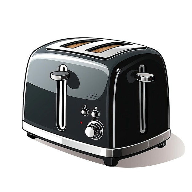 Black color Toaster cartoon vector white background isola