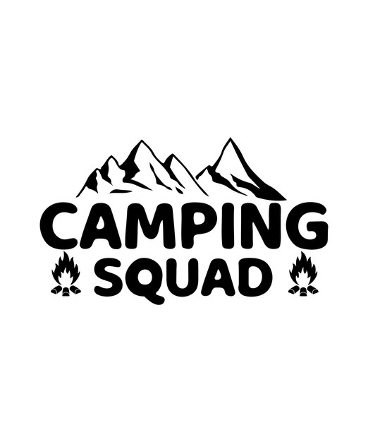 Vector black color typography camping design