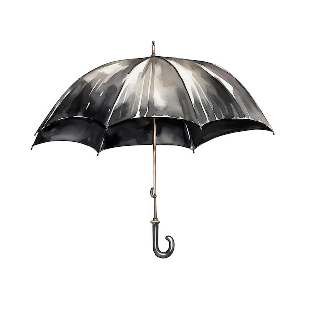 Black color Umbrella watercolor vector white background i