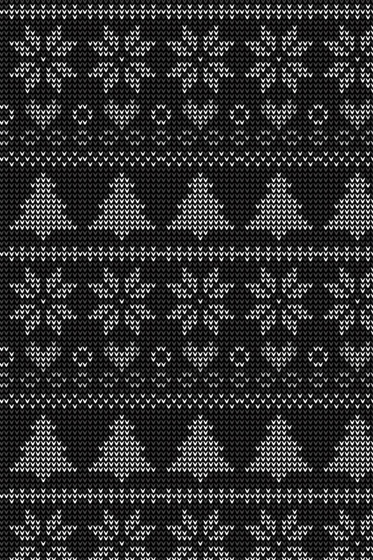 Vector black colour christmas knitting patterns design