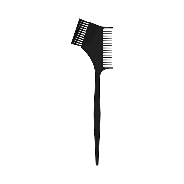 Black comb in conjunction with a brush for painting of hair Vector illustration on a white background