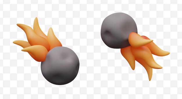 炎の尾を持つ黒い彗星 丸い燃える石 宇宙の火の球