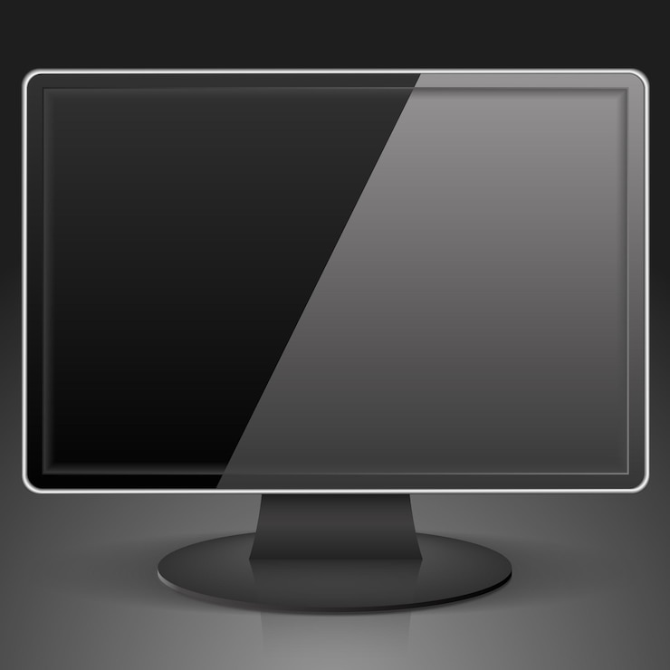 Vector black computer monitor,  illustration