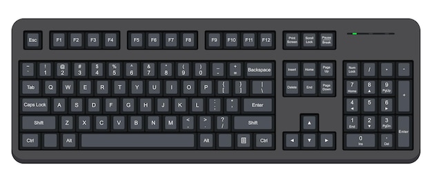 Black computer qwerty keyboard. Simple flat vector illustration isolated on white background