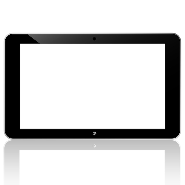 白い背景の上の黒いコンピュータータブレットタッチスクリーン。ベクトル再