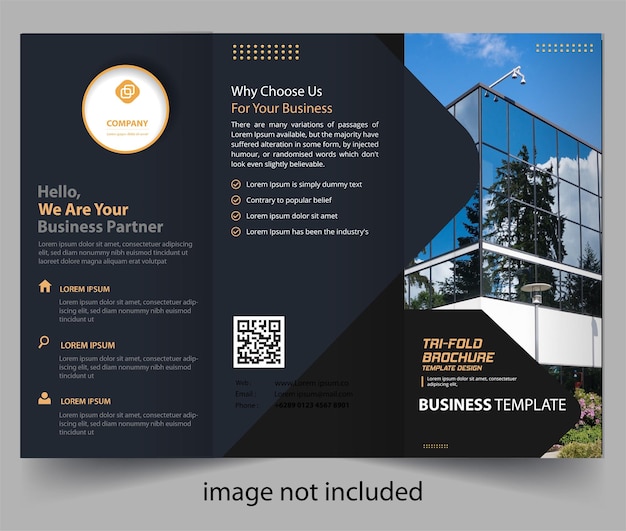 Black corporation professional business promotion trifold brochure template