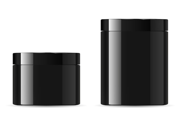 black cosmetic cream jar. glossy packaging