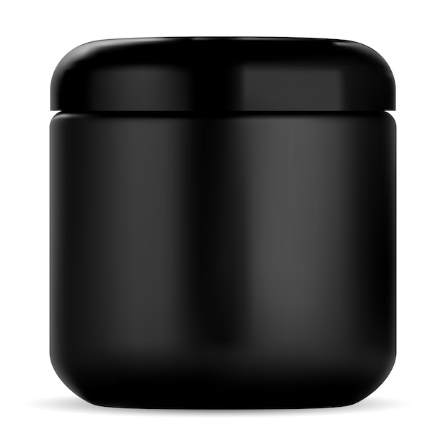 Black cosmetic jar. Plastic cream container