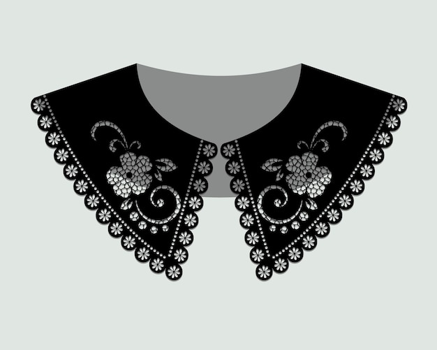 Black cotton collar lace design vector