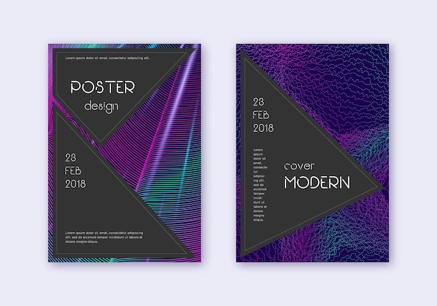Черный набор шаблонов дизайна обложки неоновый абстрактный лист