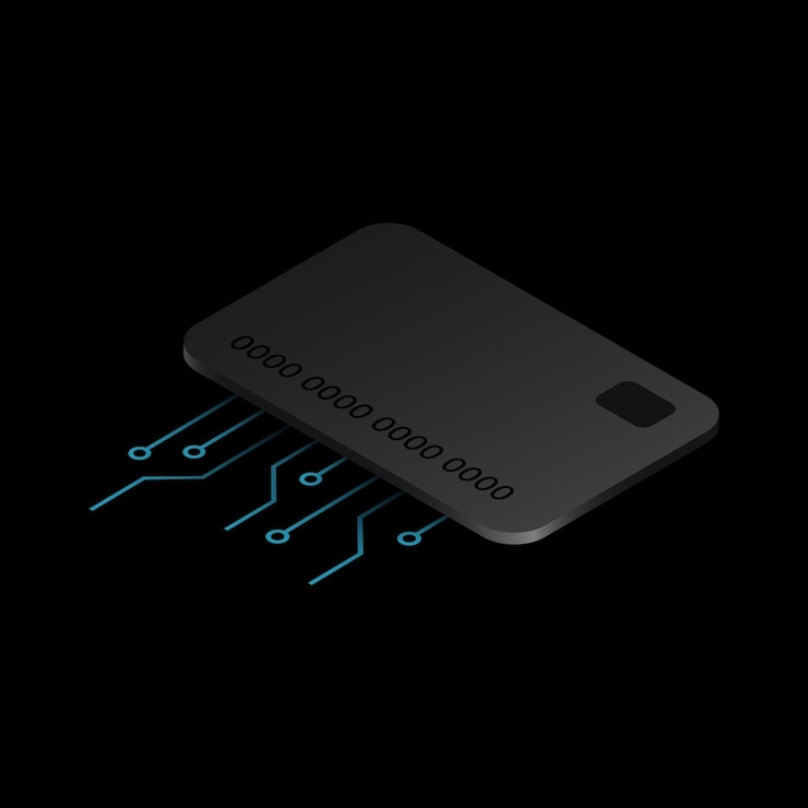 Vector black credit or debit card graphic design element wireless technolgy