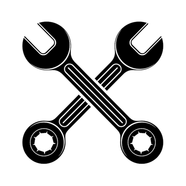 Vector black crossed wrenches repair service icon