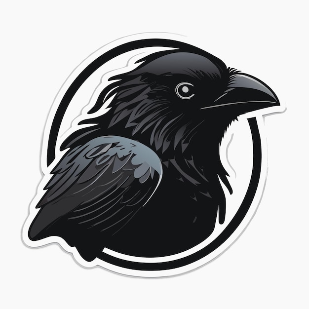 Black crow bird cartoon sticker