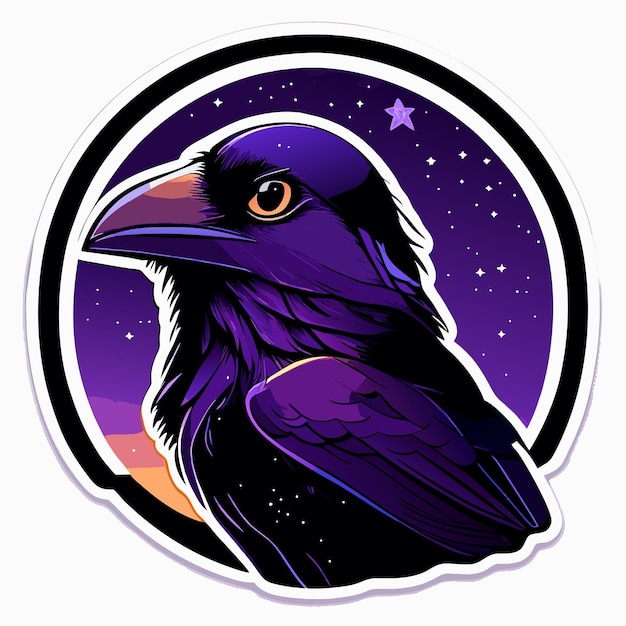 Black crow bird cartoon sticker