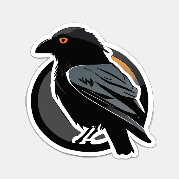 Black crow bird cartoon sticker