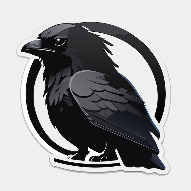 Vector black crow bird cartoon sticker