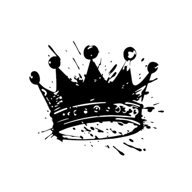 Vector a black crown with a blot and blots on it.