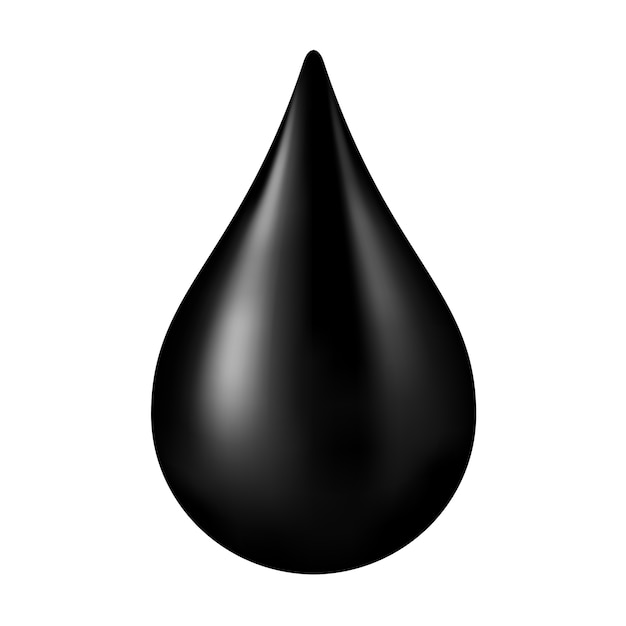 Black crude oil drop isolated. drop of crude oil or petroleum