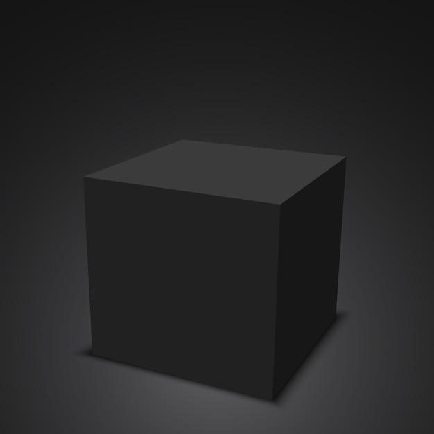 Black cube. Box.  illustration.