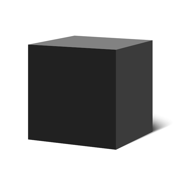 Black cube. Square box.  illustration.