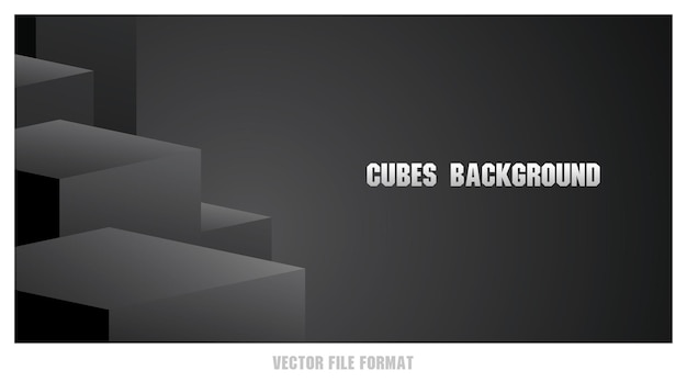 어두운 배경에 검은 큐브 3d 그림 그래픽