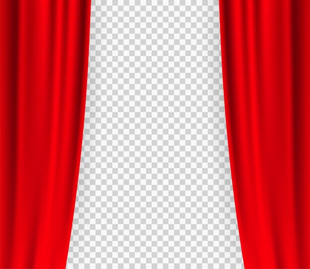 Black curtain theater in vintage style on transparent background Vintage curtain theater