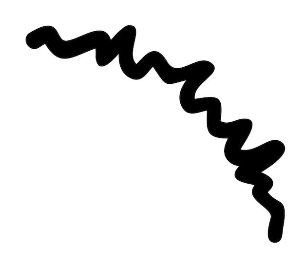 Черная изогнутая линия, нарисованная вручную. Векторная изолированная иллюстрация.