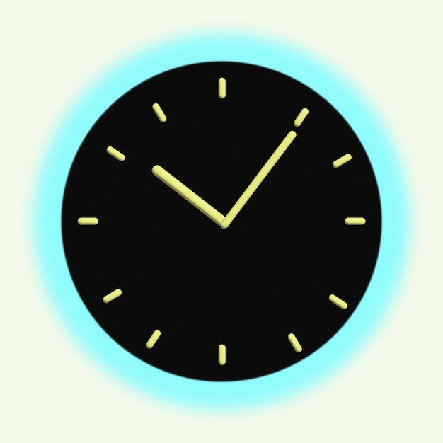 Black and cyan colour glowing clock illustration Alarm clock